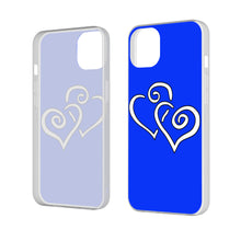 Load image into Gallery viewer, Ti Amo I love you - Exclusive Brand - Blue Blue Eyes - Double White Heart - iPhone 14 Transparent Acrylic Case (2 cameras)
