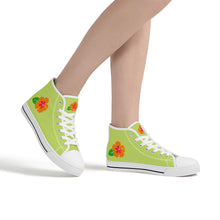 Load image into Gallery viewer, Ti Amo I love you - Exclusive Brand - Hawaiian Flower - Womens High-Top Canvas Shoes - White Soles
