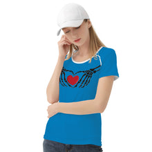 Load image into Gallery viewer, Ti Amo I love you - Exclusive Brand  - Lochmara - Skeleton Hands with Heart  -Women&#39;s T shirt
