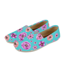 Load image into Gallery viewer, Ti Amo I love you  - Exclusive Brand  - Light Cyan - with Flowers - Casual Flat Driving Shoe
