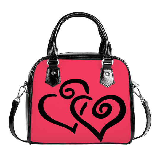 Ti Amo I love you - Exclusive Brand  - Radical Red - Double Black Heart -  Shoulder Handbag