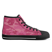 Load image into Gallery viewer, Ti Amo I love you - Exclusive Brand - Pink/ Hot Pink Camouflage - High-Top Canvas Shoes - Black
