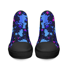 Load image into Gallery viewer, Ti Amo I love you - Exclusive Brand - Malibu, Royal Blue, Persian Blue, Red Violet Pattern - High-Top Canvas Shoes - Black
