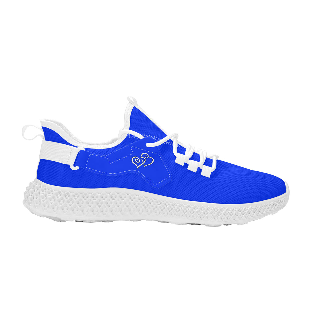 Ti Amo I love you - Exclusive Brand  - Blue Blue Eyes -  Double Heart - Womens Mesh Knit Shoes - White Soles