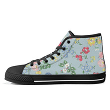 Load image into Gallery viewer, Ti Amo I love you - Exclusive Brand - Jungle Mist with Flowers - High-Top Canvas Shoes - Black
