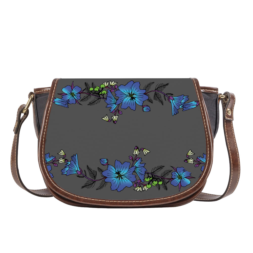Ti Amo I love you - Exclusive Brand - Davy's Grey - Blue Floral 2 - Saddle Bag