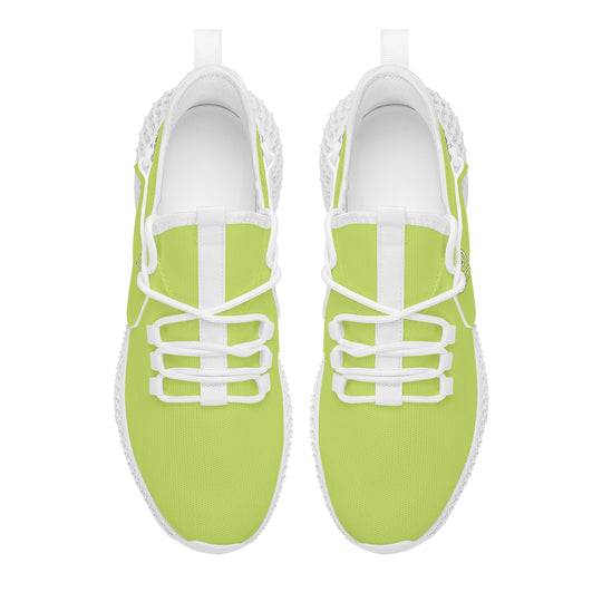 Ti Amo I love you - Exclusive Brand  - Yellow Green -  Double Heart - Womens Mesh Knit Shoes - White Soles