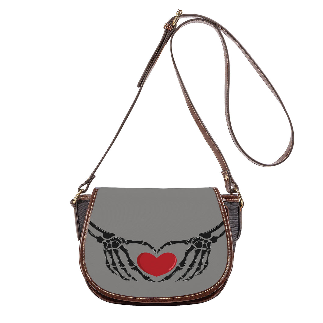 Ti Amo I love you - Exclusive Brand - Natural Gray - Skeleton Hands with Heart - Saddle Bag