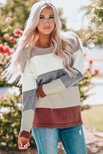 Load image into Gallery viewer, Woven Right Color Block Drop Shoulder Round Neck Sweater
