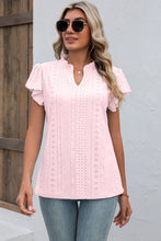 Load image into Gallery viewer, Eyelet Notched Flutter Sleeve T-Shirt
