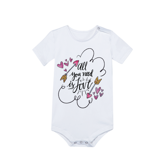 Ti Amo I love you - Exclusive Brand - All You Need is Love - Baby's Short Sleeve Romper Jumpsuit - Sizes 0-24mth