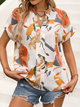 Load image into Gallery viewer, Printed Notched Short Sleeve Blouse
