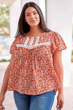 Load image into Gallery viewer, Plus Size Floral Lace Trim Round Neck Blouse
