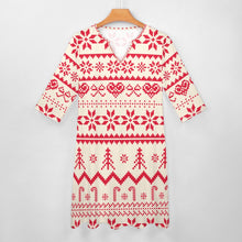 Load image into Gallery viewer, Ti Amo I love you - Exclusive Brand - 10 Styles -  Winter Christmas Patterns - 7-point Sleeve Dresses - Sizes S-5XL
