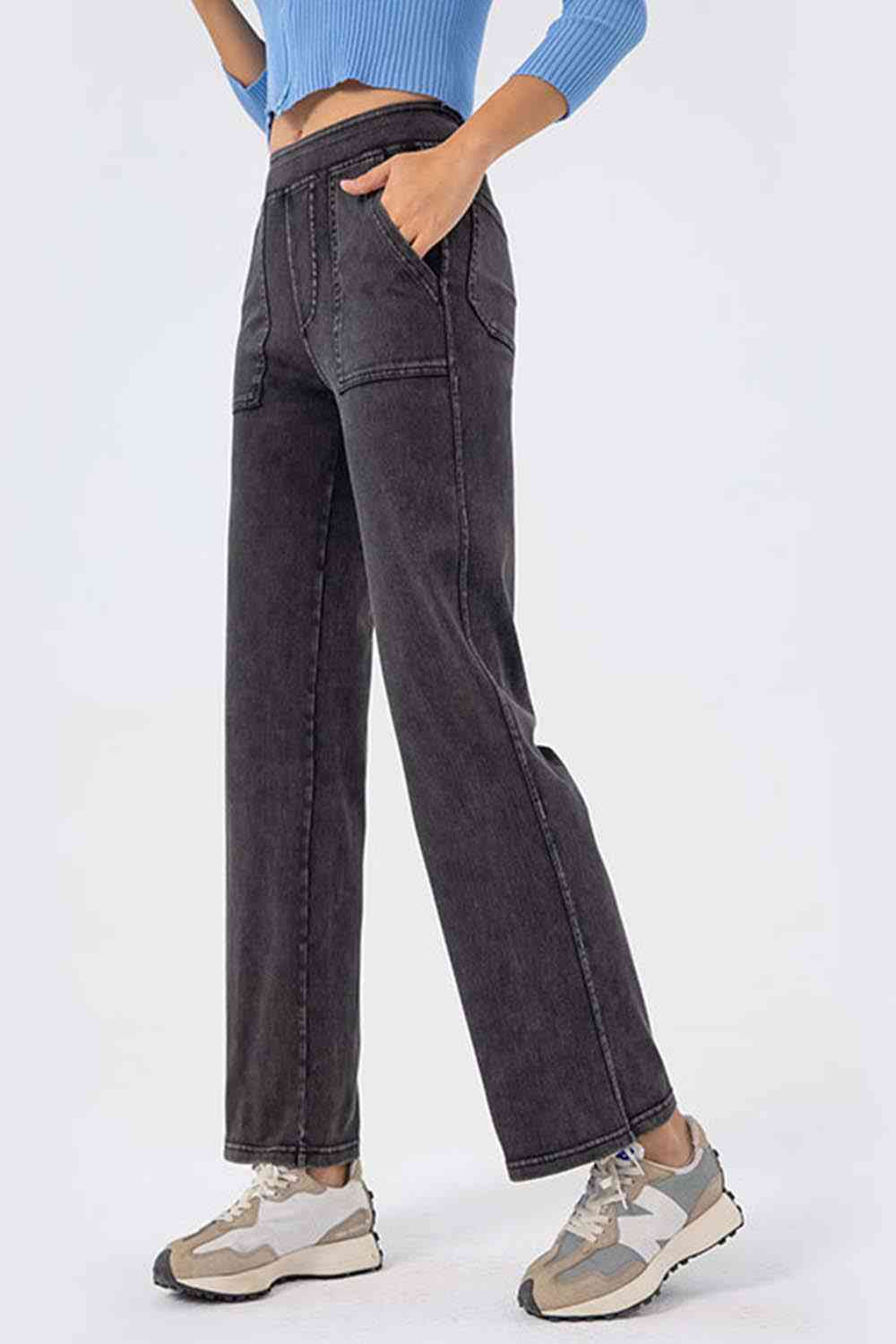 3 Colors - Pocketed Long Jeans