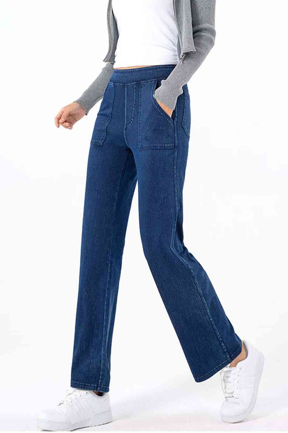 3 Colors - Pocketed Long Jeans
