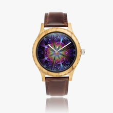 Load image into Gallery viewer, Ti Amo I love you - Exclusive Brand - Purple Floral Pattern - Womens Designer Italian Olive Wood Watch - Leather Strap 45mm Brown
