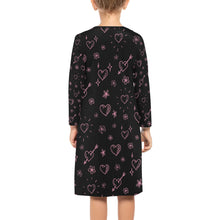 Load image into Gallery viewer, Ti Amo I love you - Exclusive Brand - 10 Designs - Toddler / Kids - Girls Black with Hearts &amp; Vines  - Girls&#39; Long Sleeve Dress - XS-XL - Sizes 2T-9Kids
