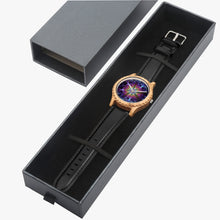 Load image into Gallery viewer, Ti Amo I love you - Exclusive Brand - Purple Floral Pattern - Womens Designer Italian Olive Wood Watch - Leather Strap
