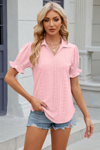 Load image into Gallery viewer, 8 Colors - Eyelet Johnny Collar Short Sleeve Blouse
