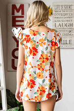 Load image into Gallery viewer, Floral Flutter Sleeve Round Neck Blouse
