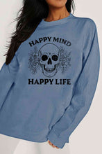 Load image into Gallery viewer, Simply Love Simply Love Full Size HAPPY MIND HAPPY LIFE SKULL Graphic Sweatshirt
