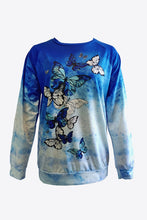 Load image into Gallery viewer, Tie-Dye Butterfly Graphic Raglan Sleeve Sweatshirt
