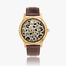 Load image into Gallery viewer, Ti Amo I love you - Exclusive Brand - Glitter Animal Print - Womens Designer Italian Olive Wood Watch - Leather Strap 45mm Brown
