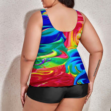 Load image into Gallery viewer, Ti Amo I love you - Exclusive Brand - Colorful Painted Look - Women&#39;s Drawstring 2pc Swimsuit - Sizes XL-6XL
