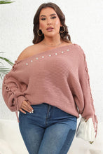 Load image into Gallery viewer, Womens Plus Size - One Shoulder Beaded Sweater
