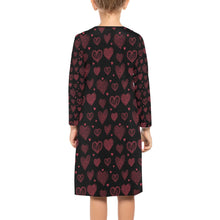 Load image into Gallery viewer, Ti Amo I love you - Exclusive Brand - 10 Designs - Toddler / Kids - Girls Black with Hearts &amp; Vines  - Girls&#39; Long Sleeve Dress - XS-XL - Sizes 2T-9Kids
