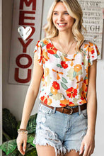 Load image into Gallery viewer, Floral Flutter Sleeve Round Neck Blouse
