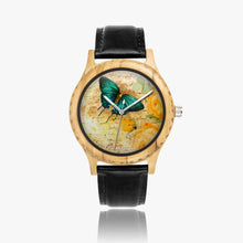 Load image into Gallery viewer, Ti Amo I love you - Exclusive Brand - Butterfly - Womens Designer Italian Olive Wood Watch - Leather Strap
