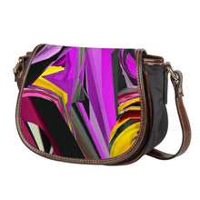 Load image into Gallery viewer, Ti Amo I love you - Exclusive Brand - Electric Violet Abstract Saddle Bag
