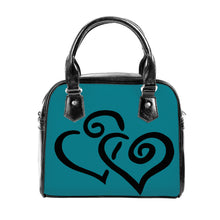 Load image into Gallery viewer, Ti Amo I love you - Exclusive Brand - Metallic Seaweed - Double Black Heart -  Shoulder Handbag
