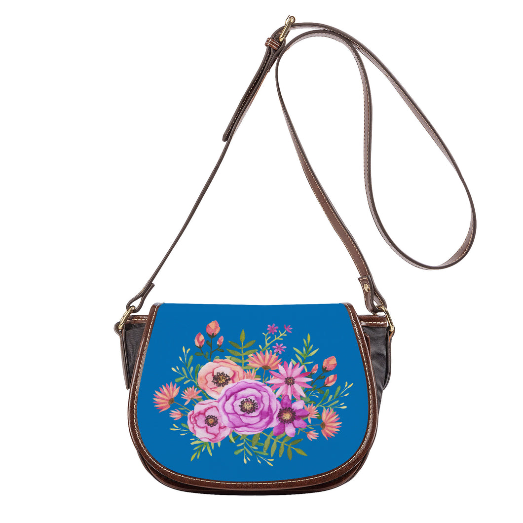 Ti Amo I love you - Exclusive Brand - French Blue - Floral Bouquet - Saddle Bag