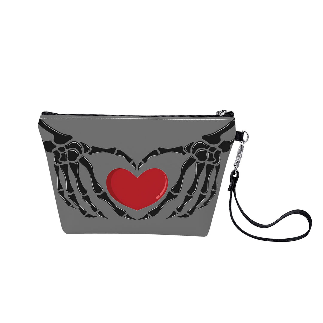 Ti Amo I love you - Exclusive Brand  - Dove Gray - Skeleton Hands with Heart - Sling Cosmetic Bag