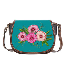 Load image into Gallery viewer, Ti Amo I love you - Exclusive Brand - Persian Green - Pink Floral - Saddle Bag
