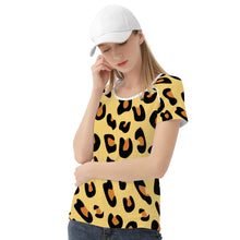 Load image into Gallery viewer, Ti Amo I love you - Exclusive Brand  - Golden Sand with Brandy Punch Spots - Brown Leopard - Women&#39;s T shirt
