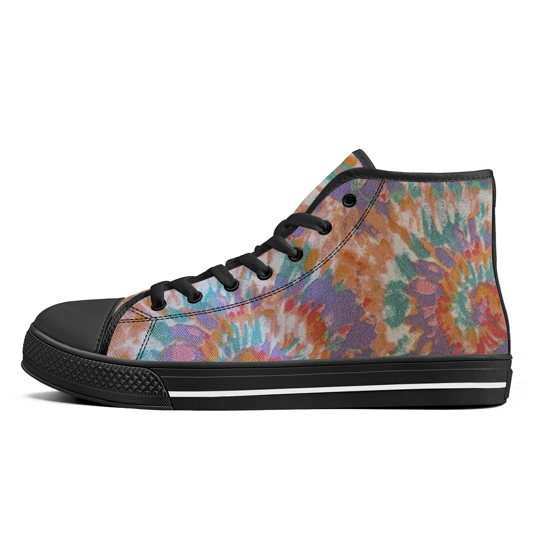 Ti Amo I love you - Exclusive Brand - Tie-Dye  - High-Top Canvas Shoes - Black Soles