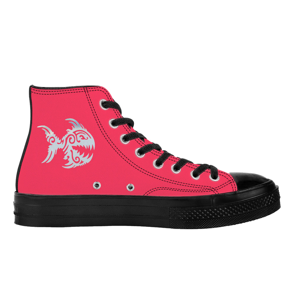 Ti Amo I love you - Exclusive Brand  - Radical Red - Angry Fish - High Top Canvas Shoes - Black  Soles