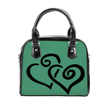 Load image into Gallery viewer, Ti Amo I love you - Exclusive Brand - Smaragdine - Double Black Heart -  Shoulder Handbag
