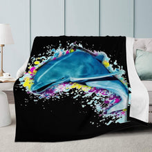 Load image into Gallery viewer, Ti Amo I love you - Exclusive Brand - Black - Dolphin - Micro Fleece Blankets
