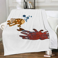 Load image into Gallery viewer, Ti Amo I love you - Exclusive Brand - Crab &amp; Fish Childrens Handprint Drawing - Blankets
