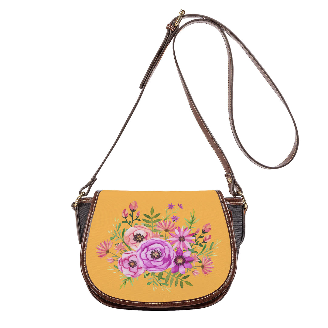Ti Amo I love you - Exclusive Brand - Light Orange - Floral Bouquet - Saddle Bag