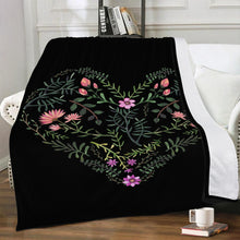 Load image into Gallery viewer, Ti Amo I love you - Exclusive Brand - Black Floral Heart - Blankets
