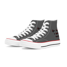 Load image into Gallery viewer, Ti Amo I love you - Exclusive Brand - Ti Amo I love you Logo - Davy&#39;s Grey - High Top Canvas Shoes - White Soles
