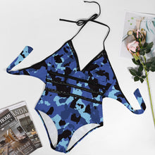 Load image into Gallery viewer, Ti Amo I love you - Exclusive Brand - Chambray, Black &amp; Glacier Camouflage - Plus Size Swimsuit - Sizes XL-4XL
