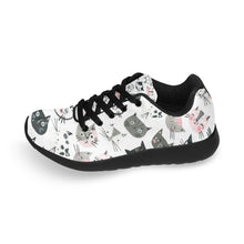 Load image into Gallery viewer, Ti Amo I love you  - Exclusive Brand - White with Black, Grey &amp; Pink Cat Faces - Kid&#39;s Sneakers (Little Kid / Big Kid) - Sizes Child 10.5C-13 C &amp; Youth 1-6
