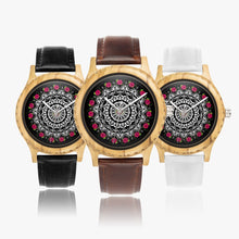 Load image into Gallery viewer, Ti Amo I love you - Exclusive Brand - Rose Mandala - Womens Designer Italian Olive Wood Watch - Leather Strap 45mm Black
